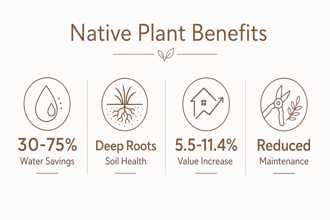 Infographic showing key benefits of native plants in luxury landscapes
