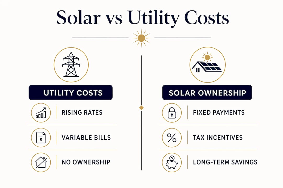 Comparative infographic of solar and utility costs
