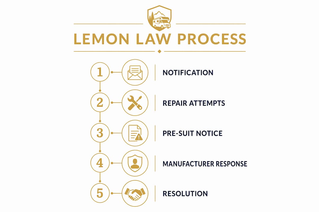 Infographic illustrating lemon law claim steps