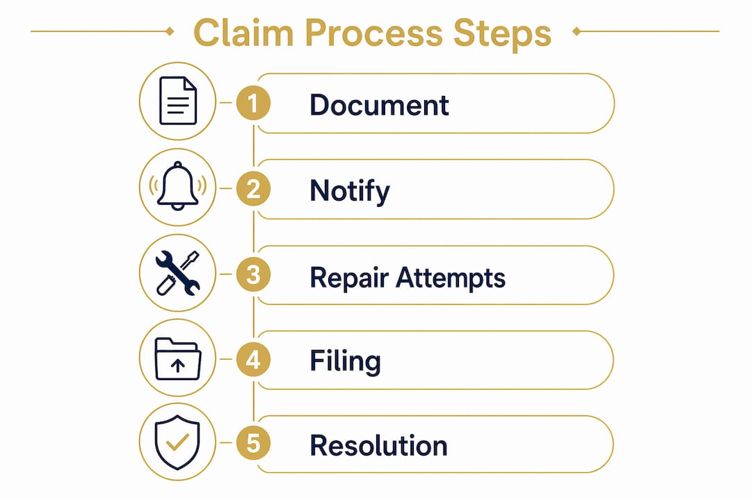 Infographic showing steps to pursue Lemon Law claim in California