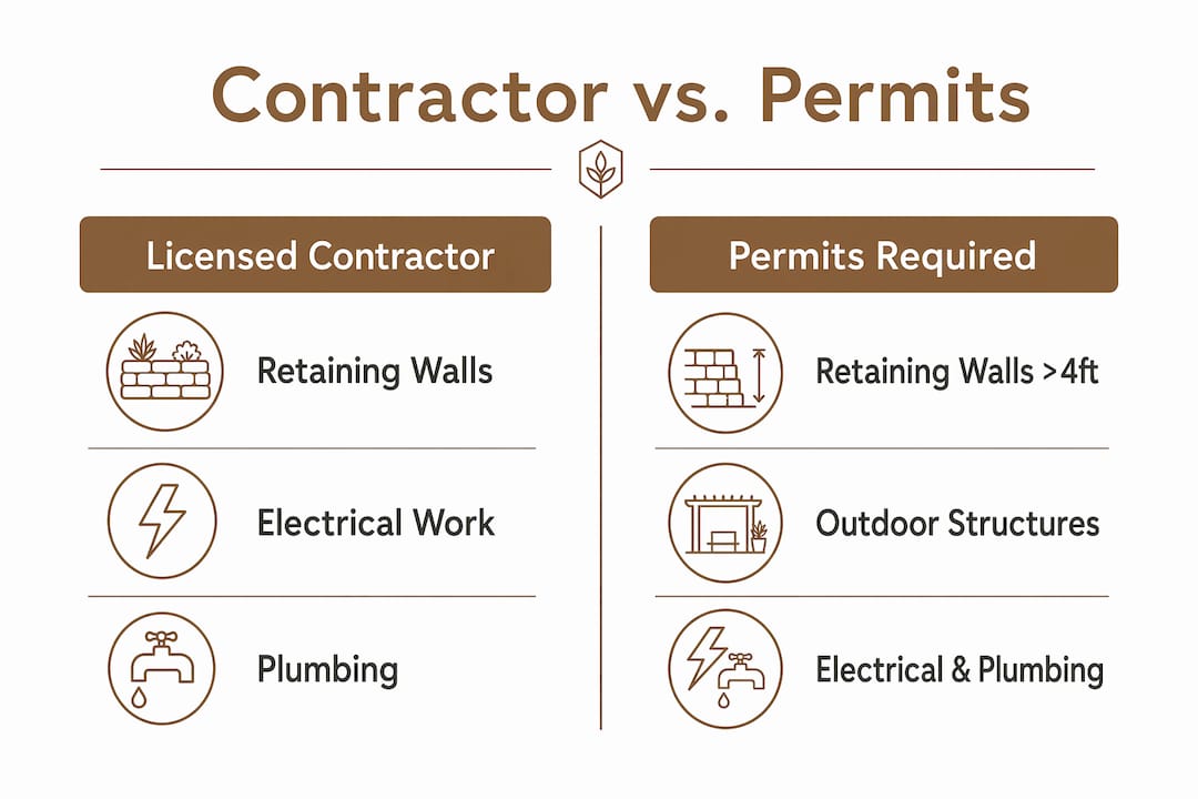 Infographic comparing licensed contractor and permit requirements
