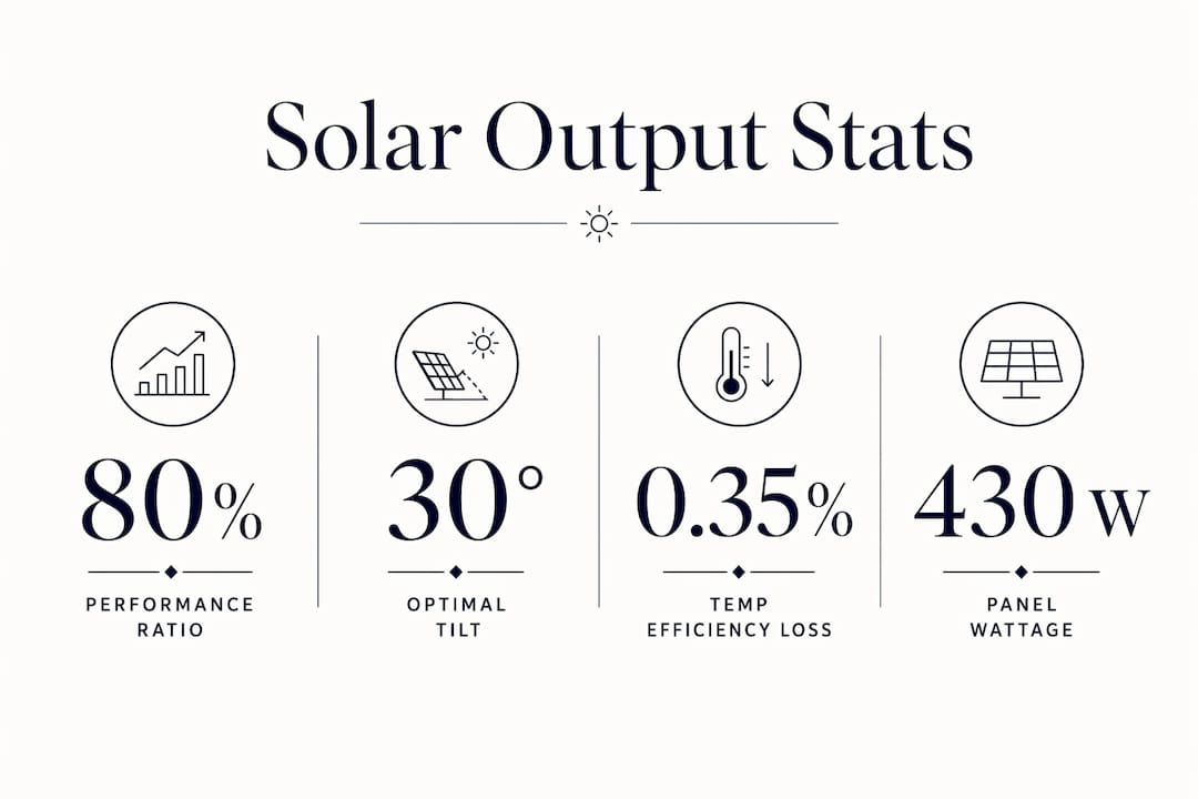 Infographic illustrating key solar system output statistics
