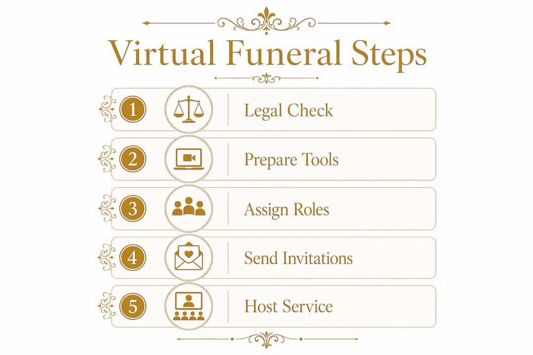 Infographic outlining virtual funeral planning steps