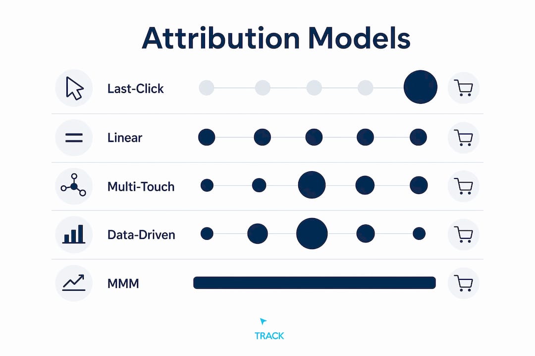 Infographic displaying marketing attribution models