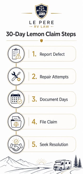 Infographic illustrating 30-day repair claim process