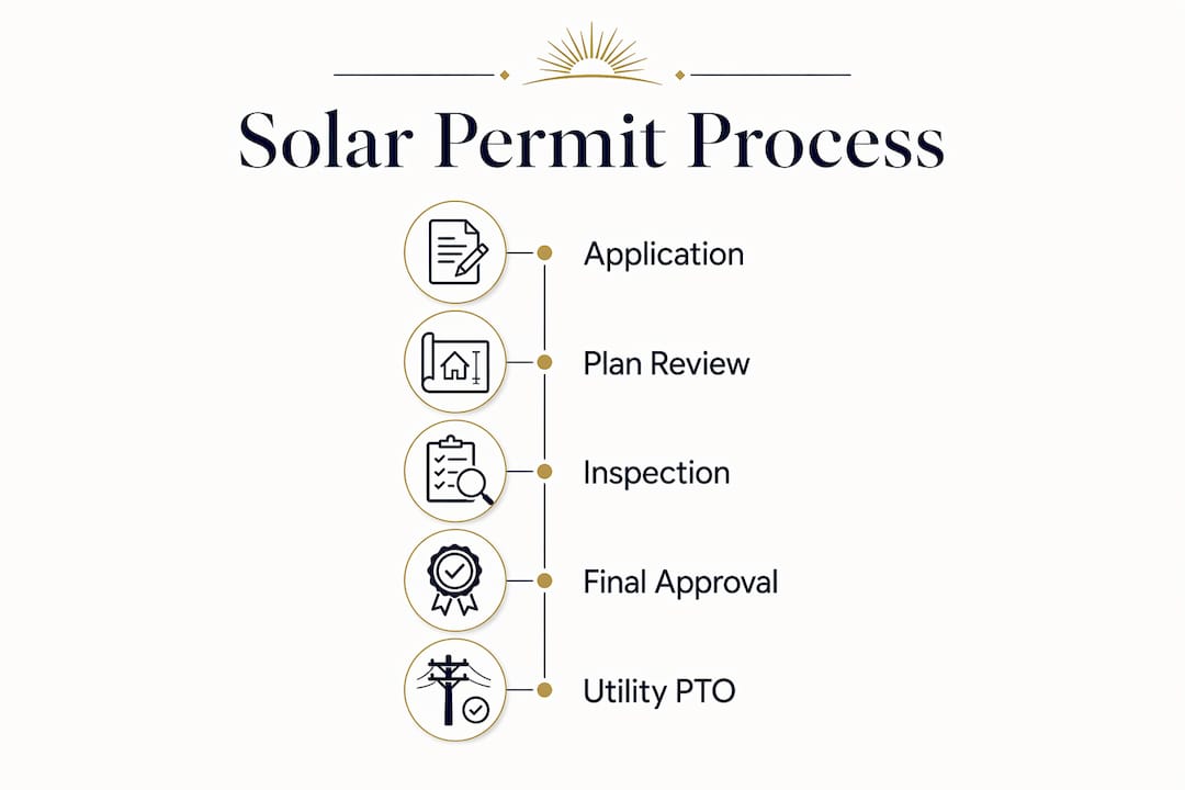 Infographic illustrating solar permit process steps