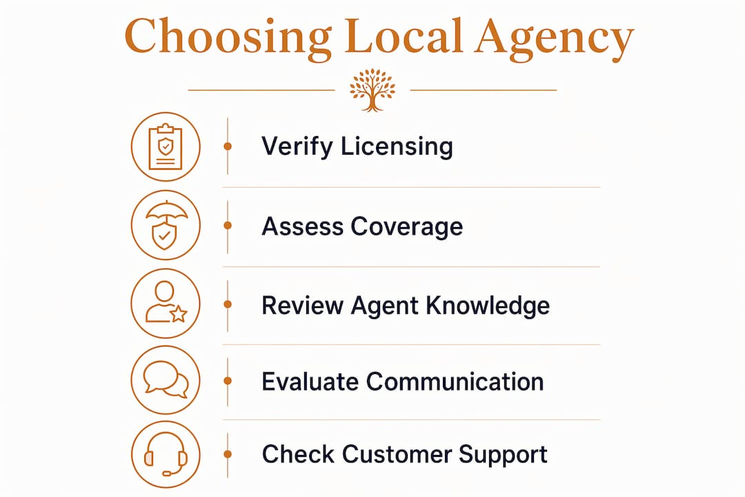Infographic outlining steps to choose a local insurance agency