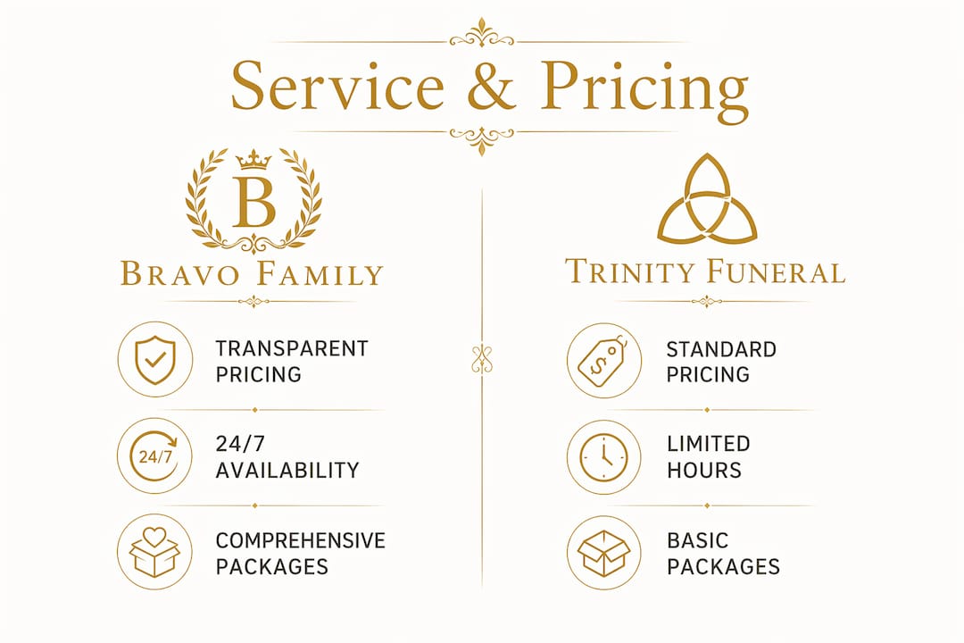 Infographic comparing funeral service options and pricing