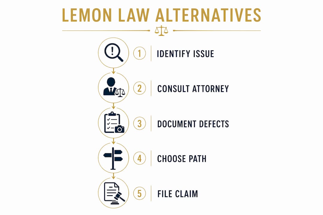 Infographic illustrating steps for lemon law alternatives