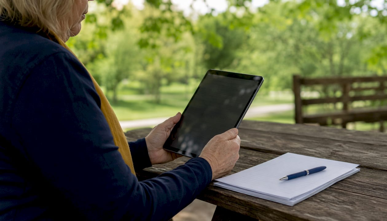 Hands browsing lemon law timeline on smartphone in café