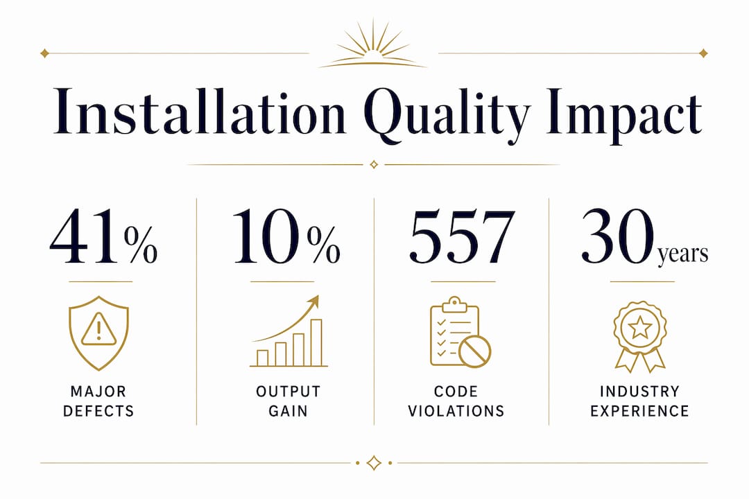 Infographic showing key solar installation quality statistics