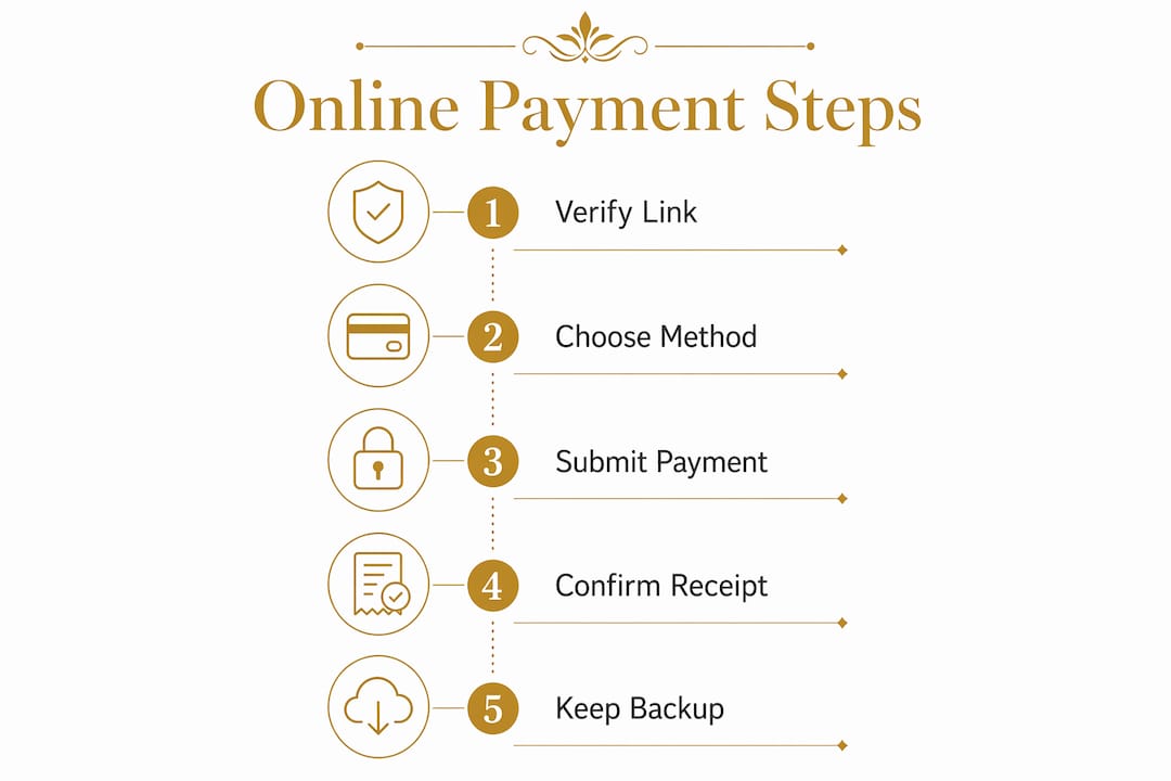 Infographic outlining online funeral payment steps