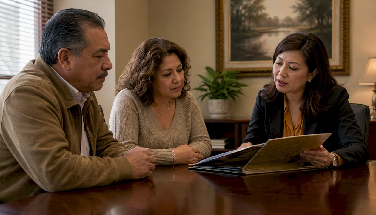 Funeral home director consulting family
