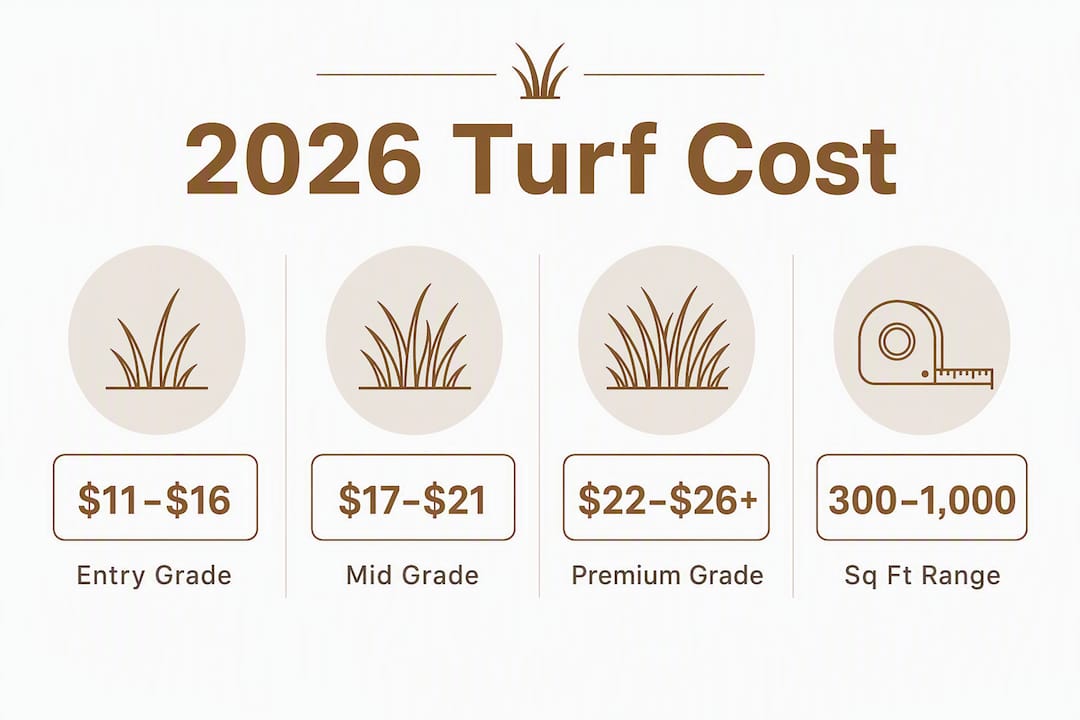 Infographic comparing turf cost tiers and sizes
