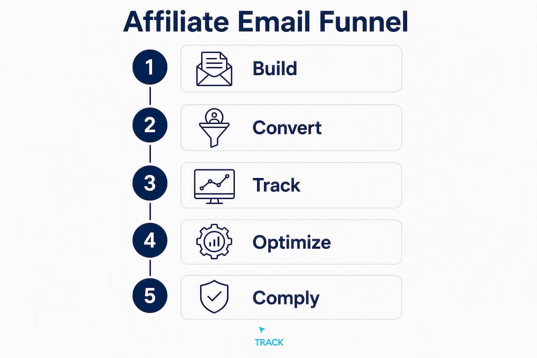 Infographic illustrating affiliate email marketing steps
