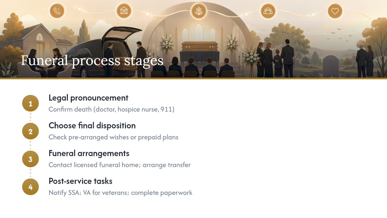 Diagram of funeral process stages
