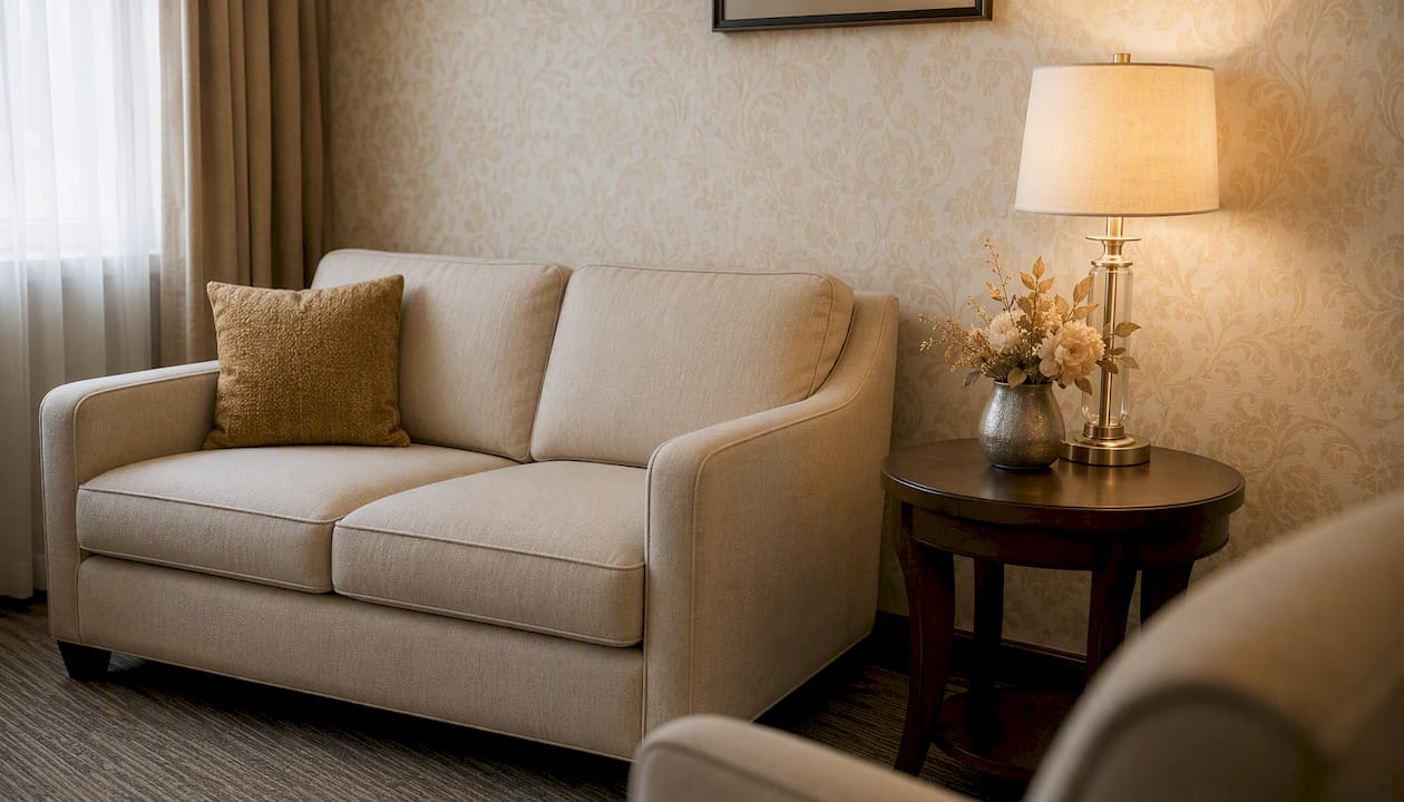 Comforting grief counseling room corner