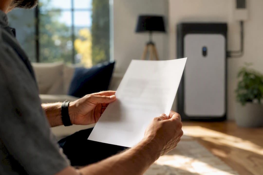 Hands holding a generic battery recall notice