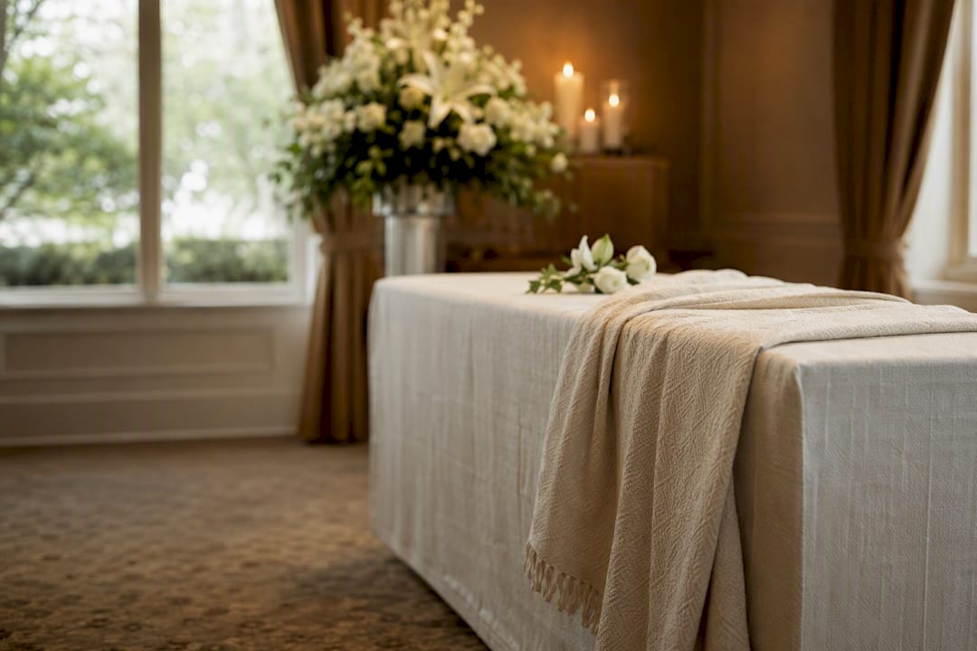 alternative cremation container with draped cloth