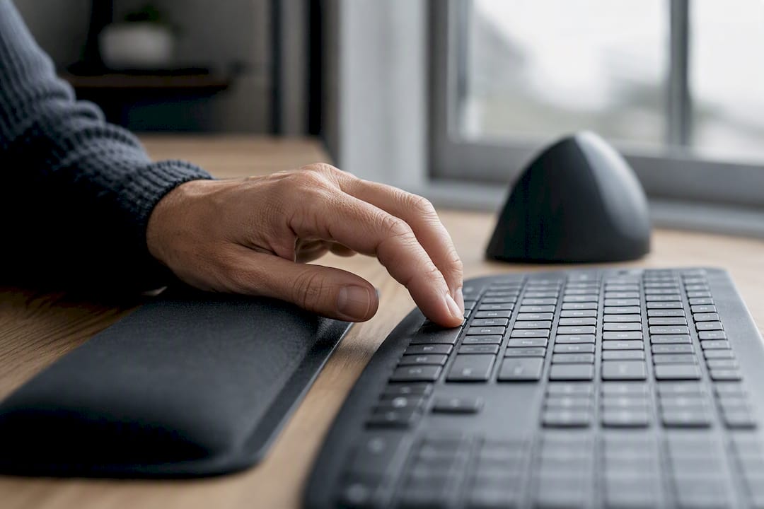 Fingers pressing keyboard key for website navigation