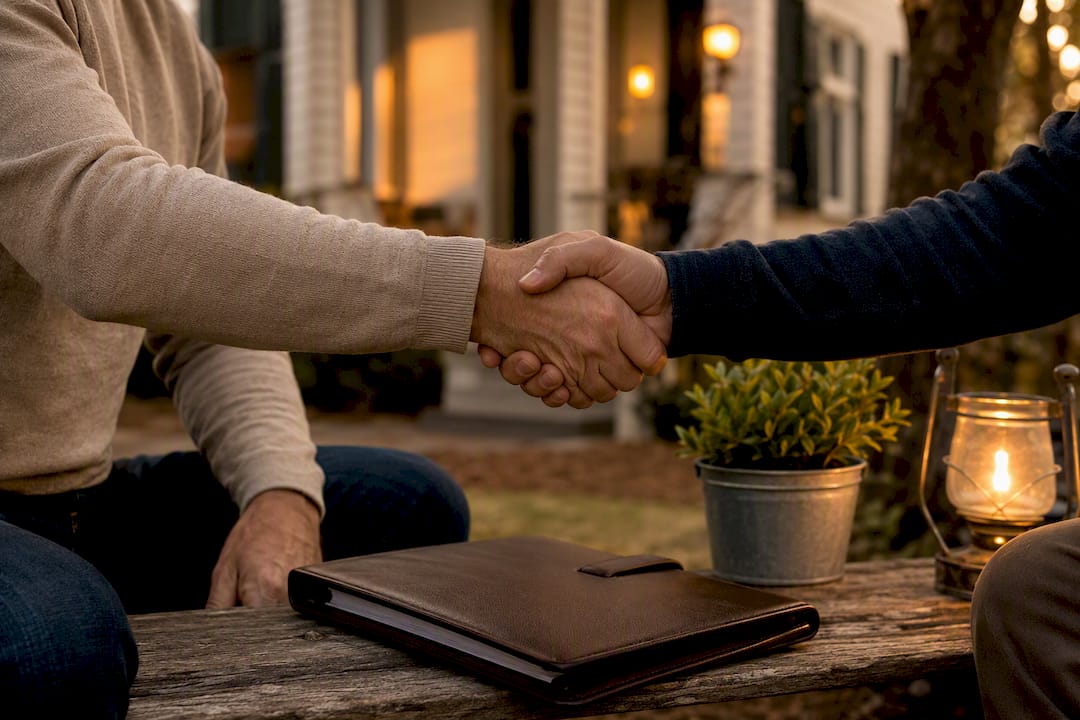 Hands signing insurance-related contract outdoors