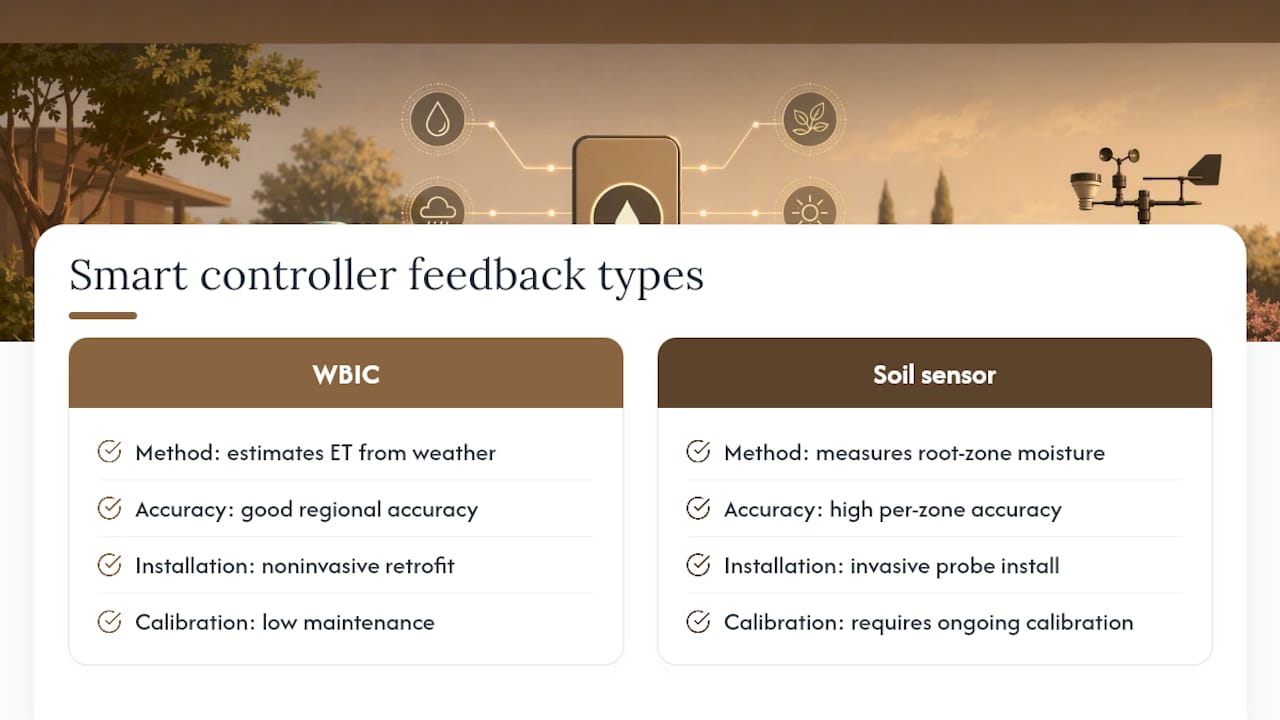 Comparison diagram of soil sensors and weather-based irrigation