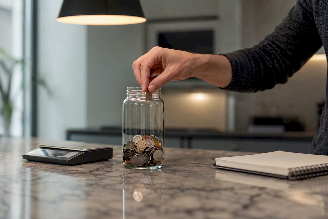 Hands placing coin jars representing dynamic values