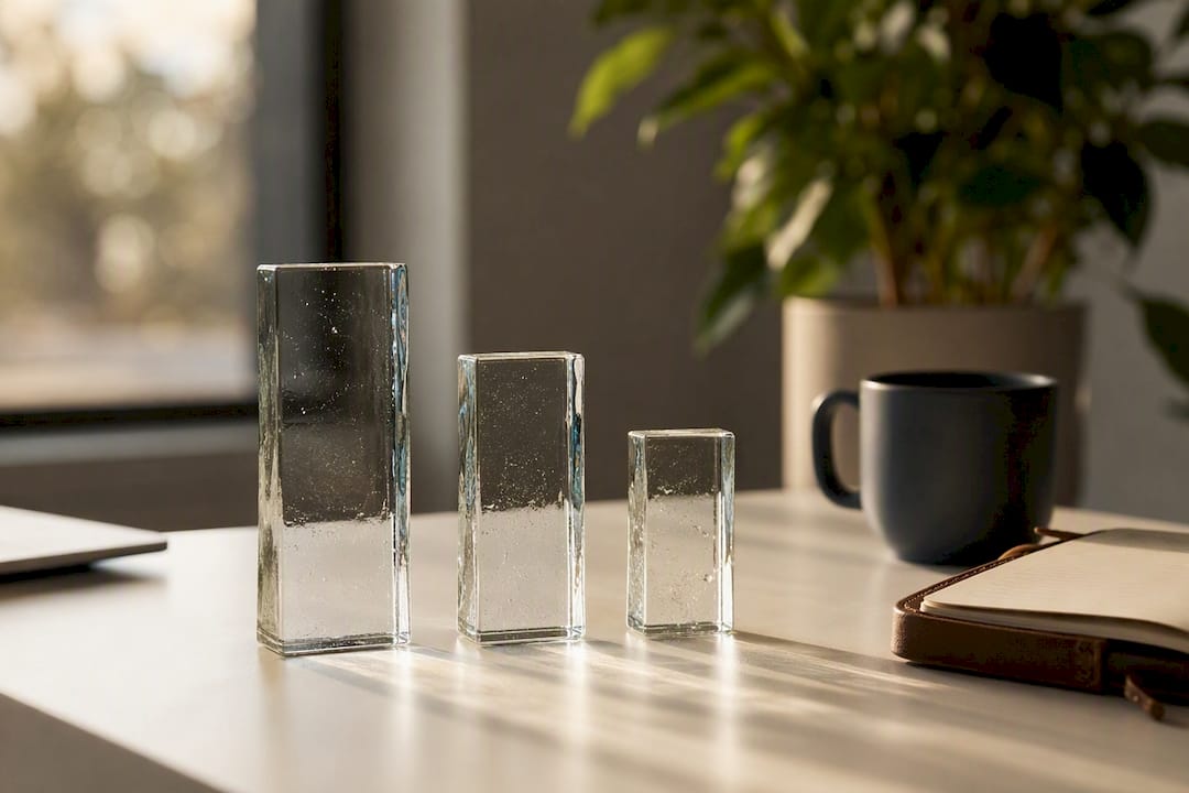 Glass trophies symbolizing marketing metrics