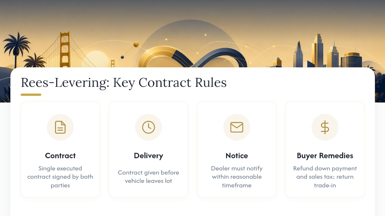 Diagram of California auto financing law requirements