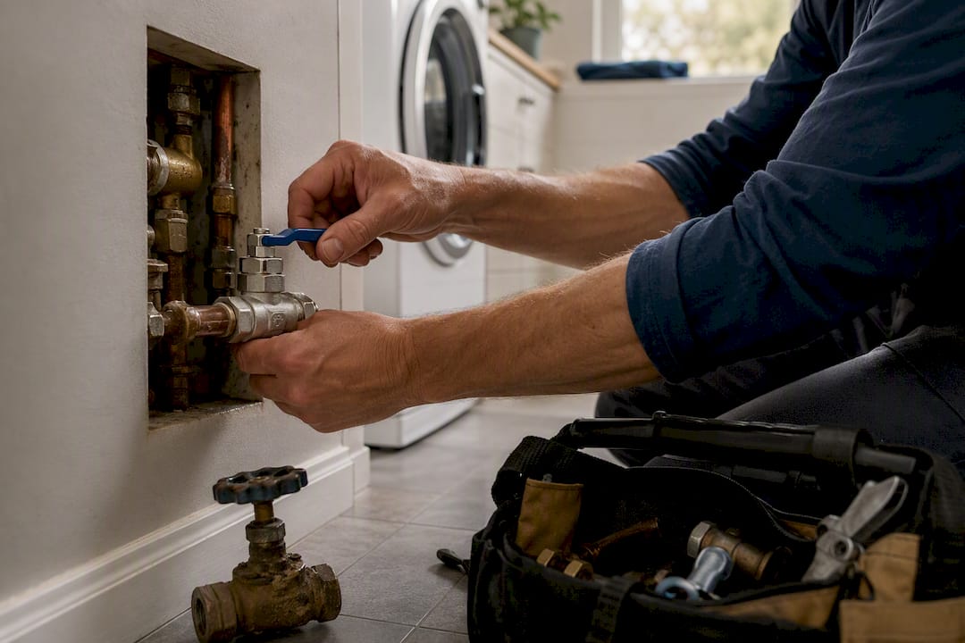 Plumber replacing gate valve with ball valve