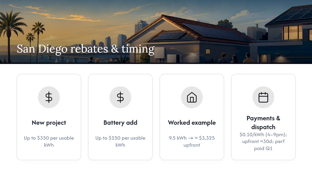 San Diego battery rebate amounts and payment timeline