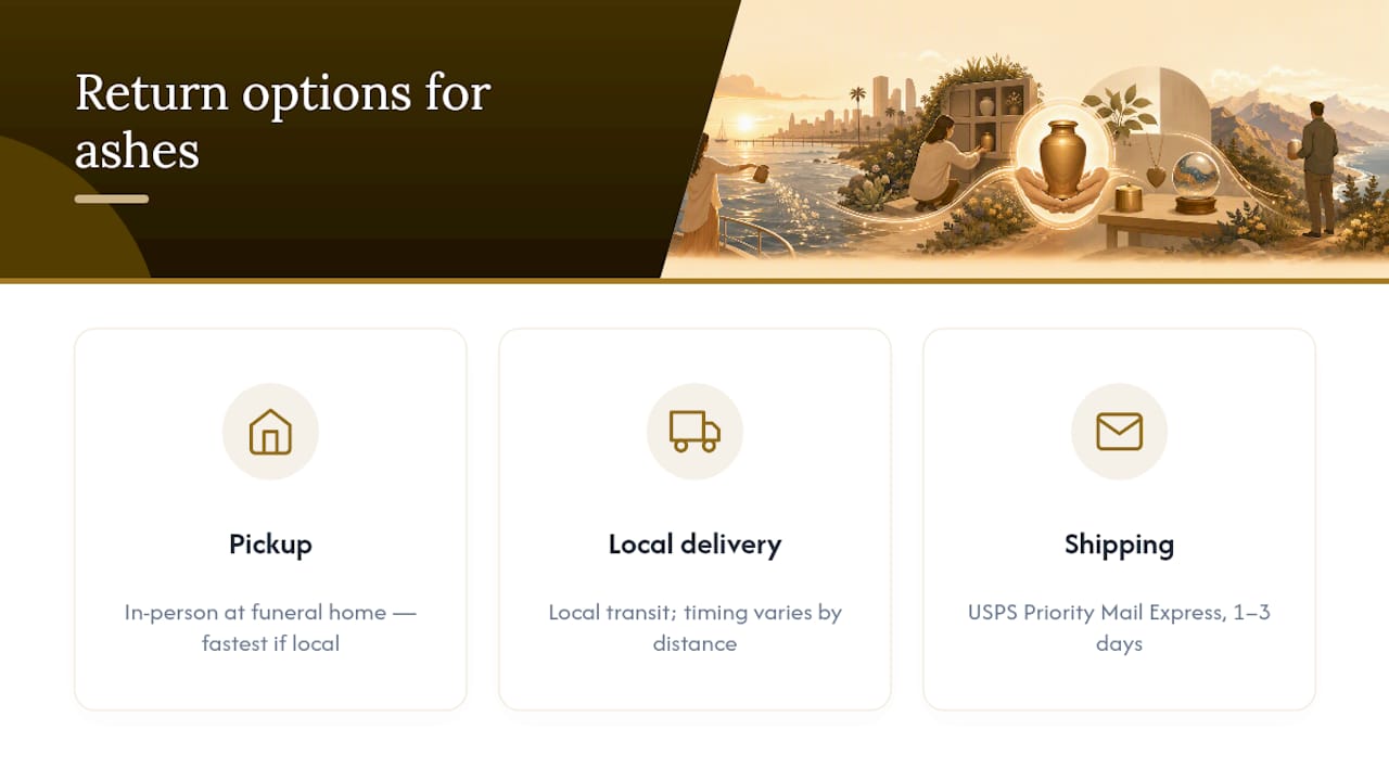 Three ways to receive cremated remains