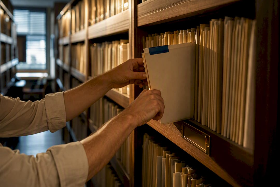 Hands retrieving a Louisiana property record