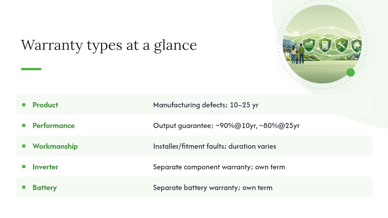 Solar warranty coverage comparison diagram