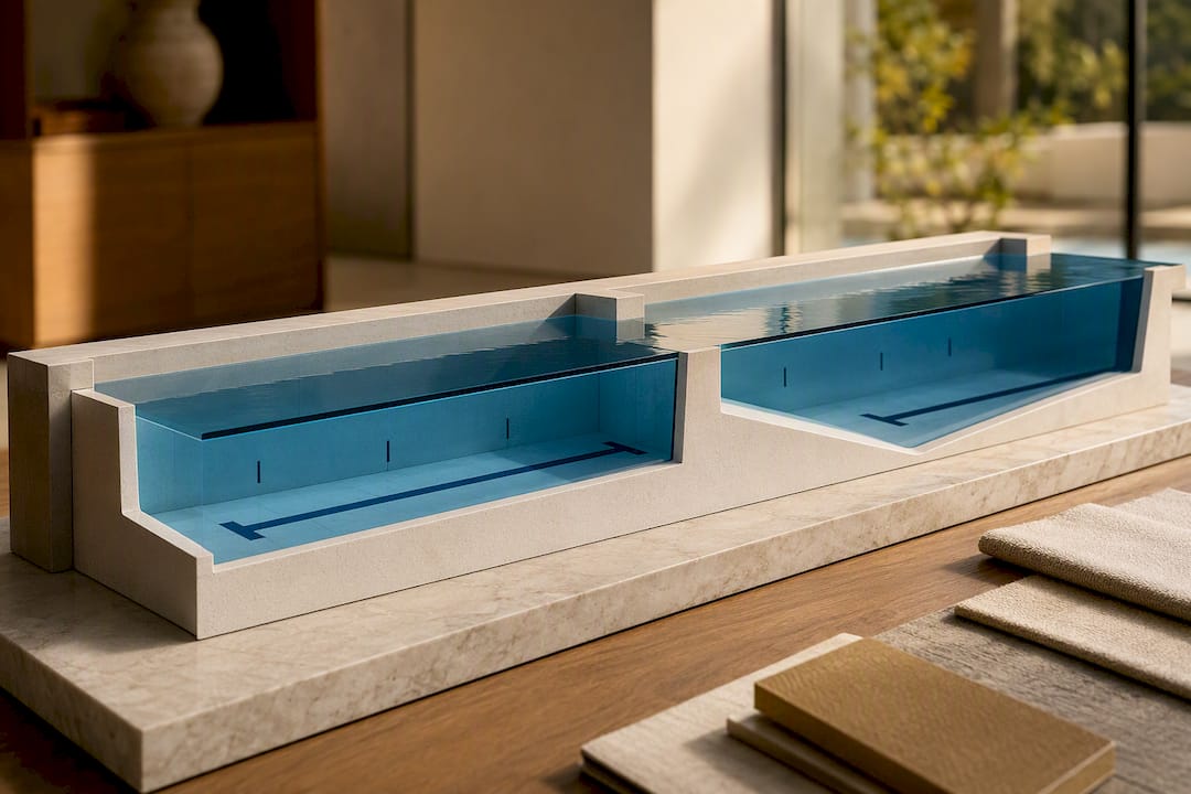 Flat and sloped lap pool bottom comparison