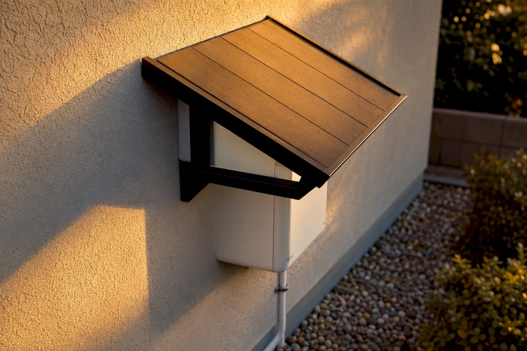 Shade canopy protecting an inverter from sun