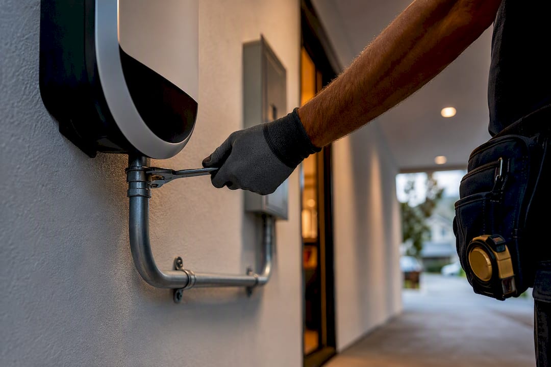 Electrician installing a home EV charger
