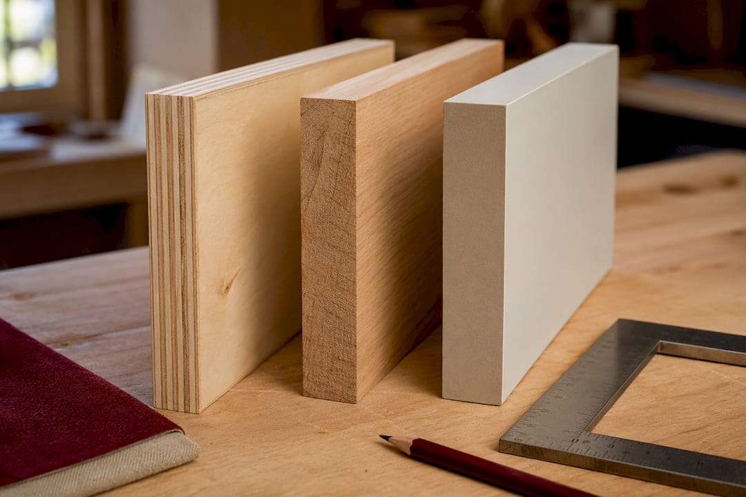 Plywood wood and MDF material samples