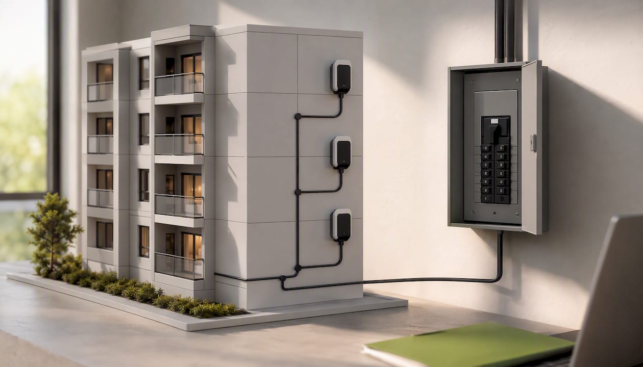 Illustration of shared apartment charging load