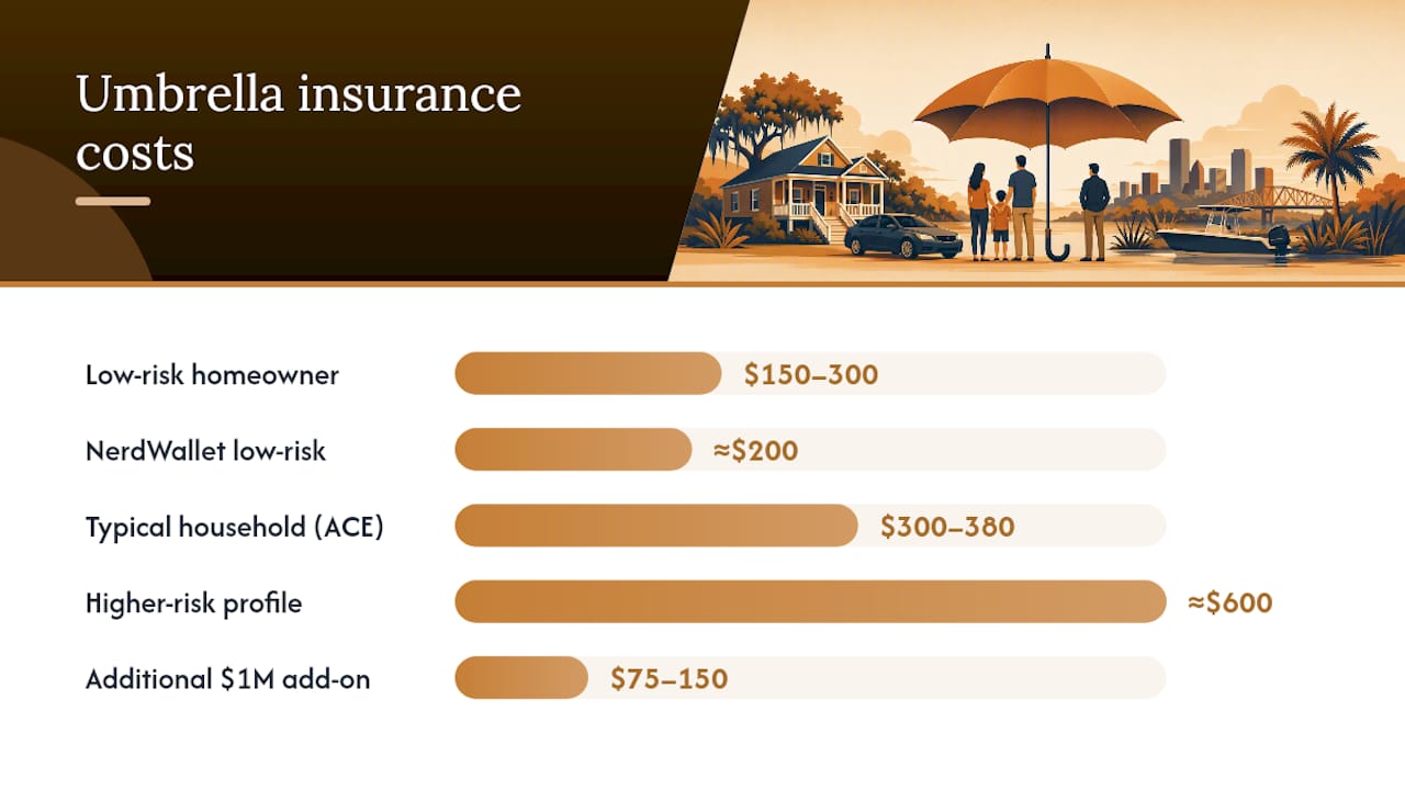 How Much Umbrella Insurance Costs by Coverage Level — overview diagram