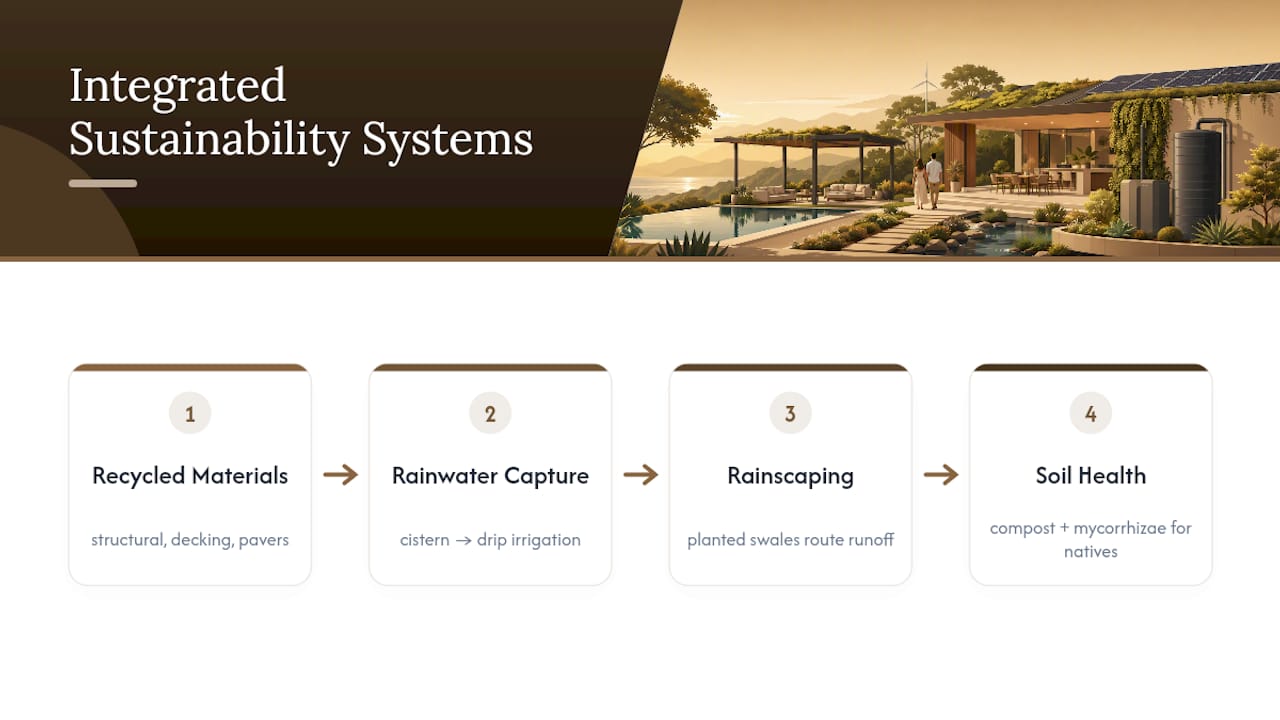 Integrated sustainable backyard systems diagram