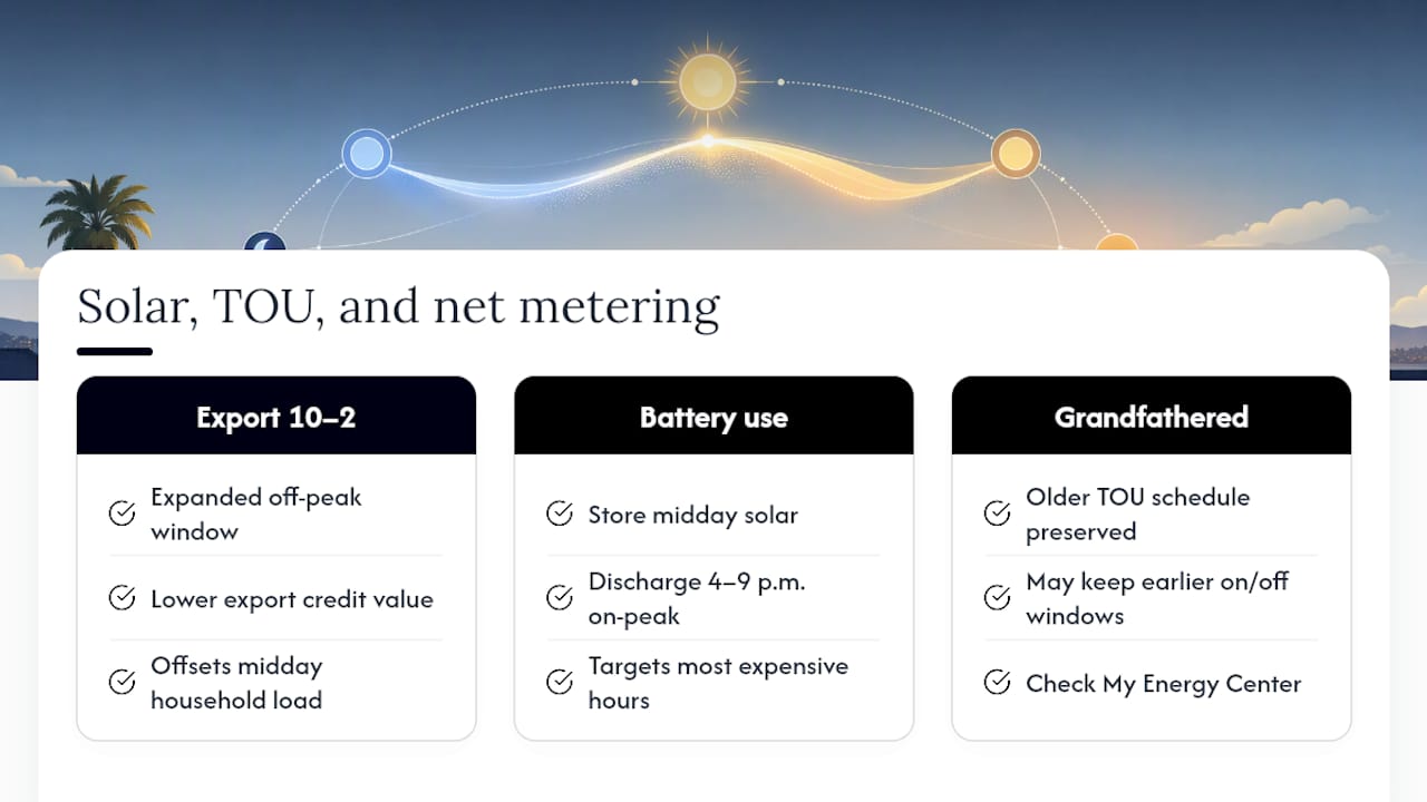 How Do TOU Rates Work With Solar and Net Metering? — overview diagram