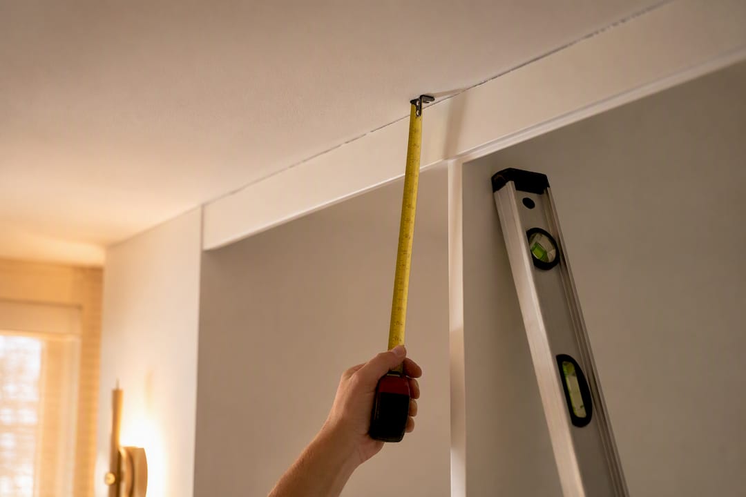 Level checking uneven closet ceiling height