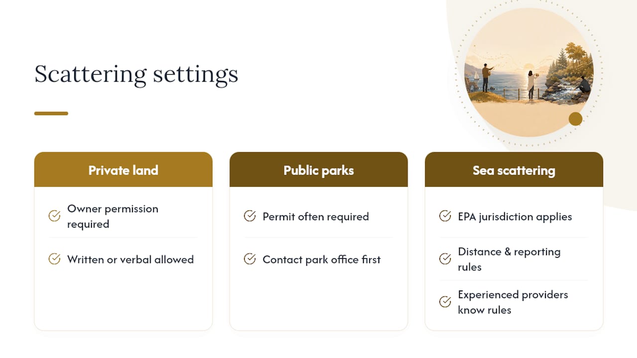 Legal requirements for scattering ashes