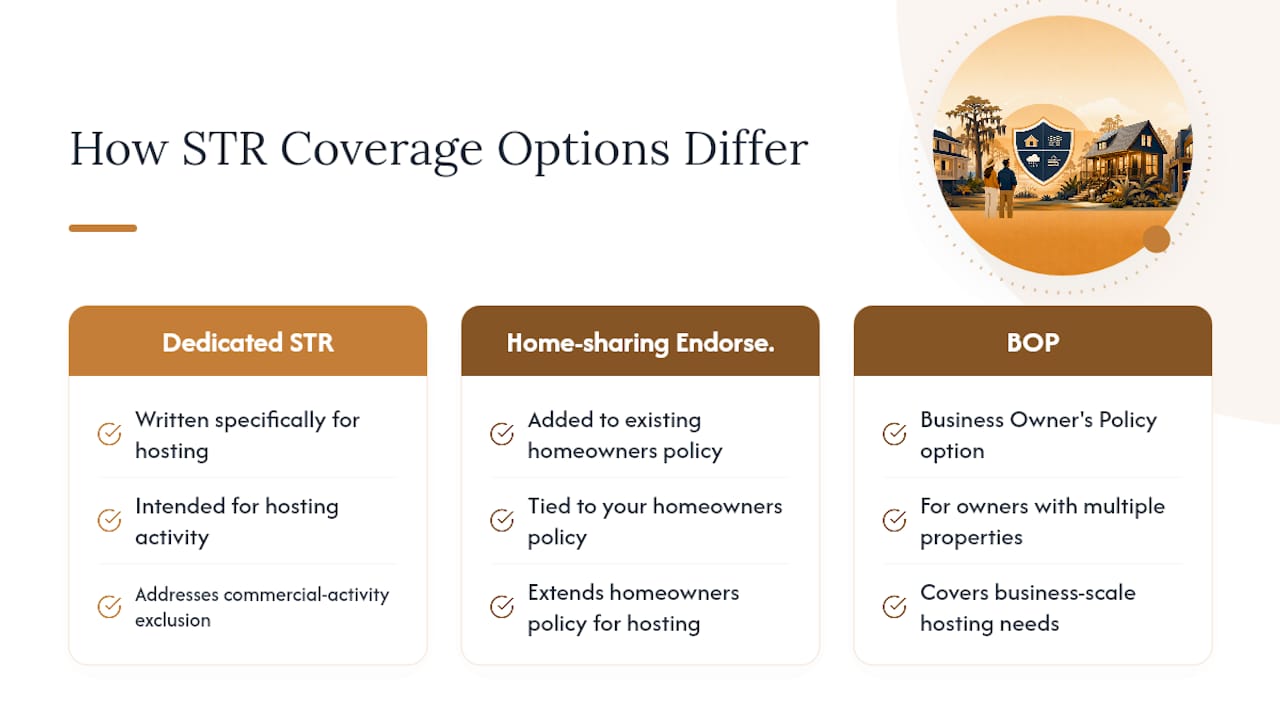Three short-term rental insurance coverage options