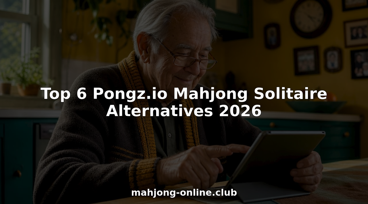 Pria lanjut usia bermain Mahjong solitaire di tablet di ruang tamu