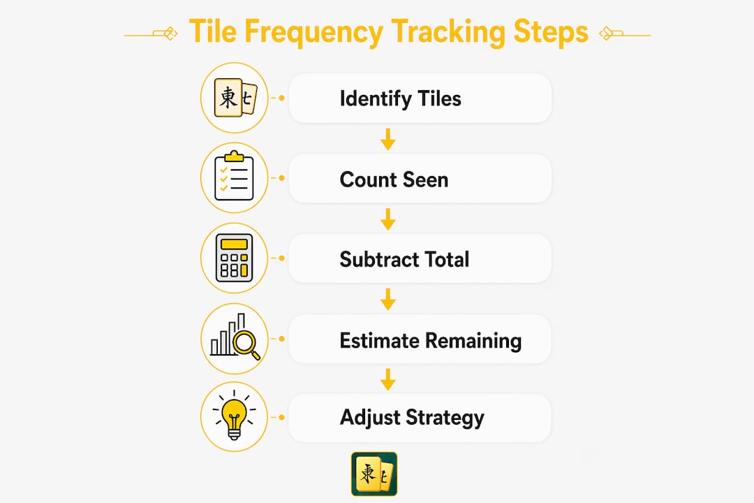 Infographic illustrating steps to track Mahjong tile frequency