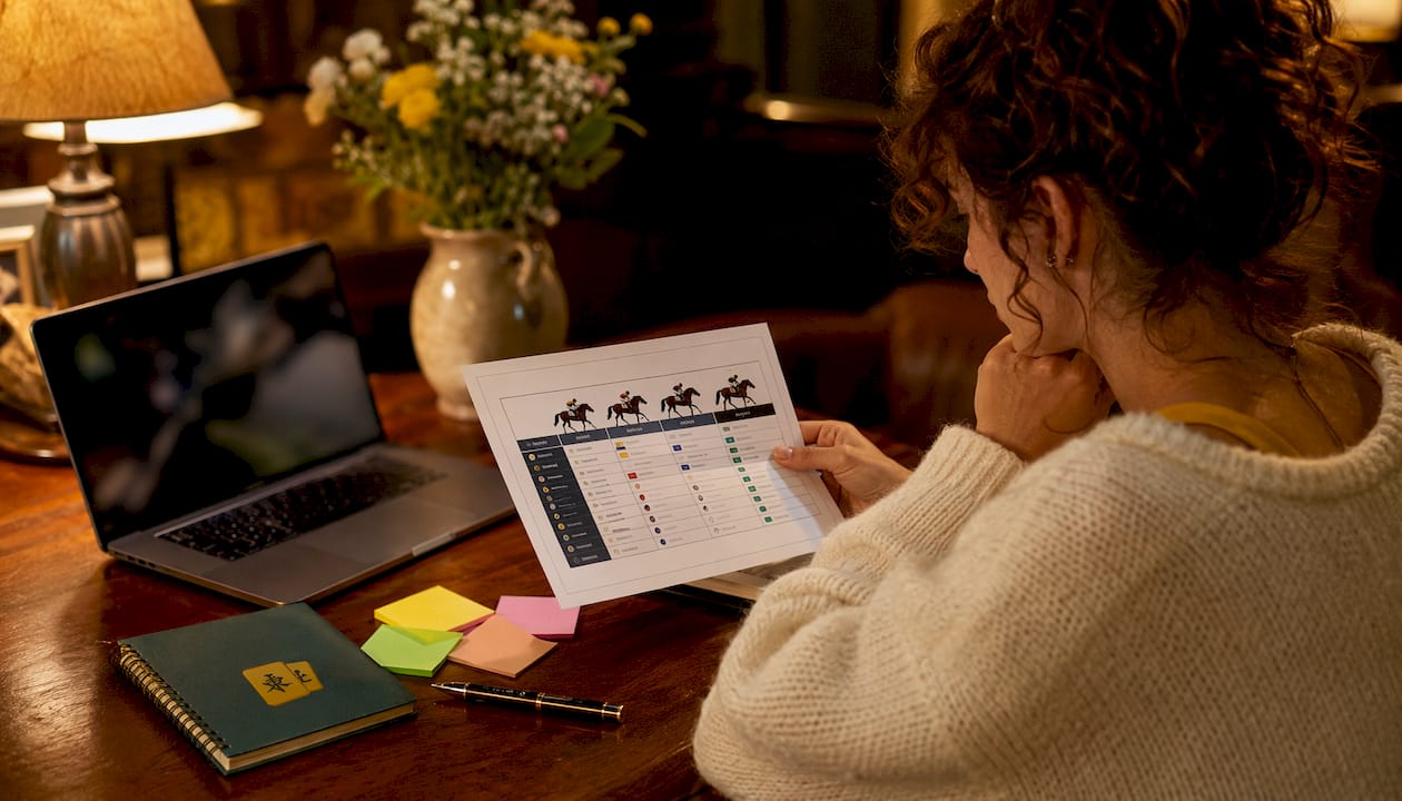 Comparison chart and laptop on home office desk