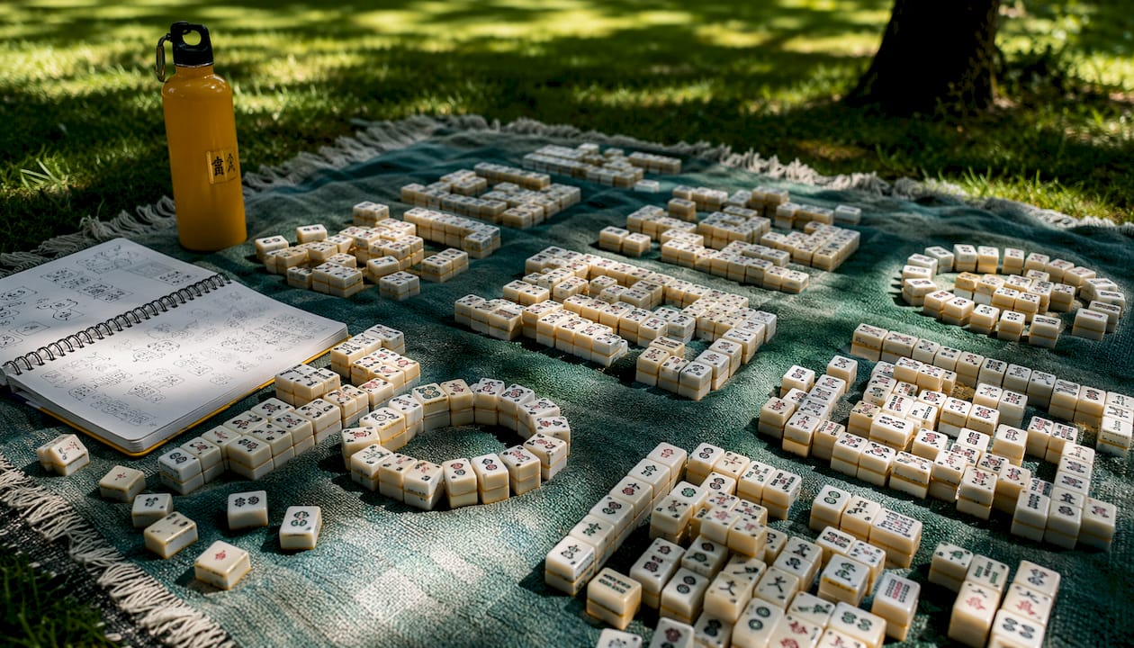Overhead view of Mahjong tiles showing dead end patterns