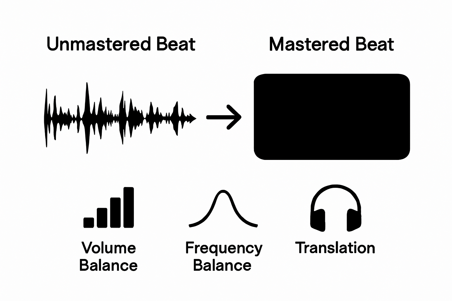 Comparison of unmastered and mastered audio beat waveforms
